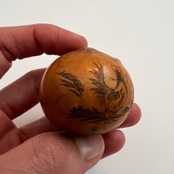 Antique lanzou carved etched gourd Chinese Zodiac year of rooster folk art - Picture 6 of 13